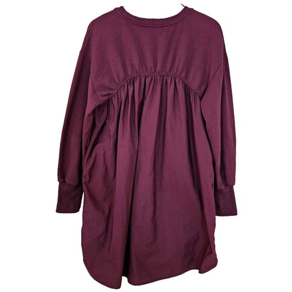 Zara Sweater Dress Womens M Burgundy LS Strech Pleated Back Short Preppy - Picture 2 of 16